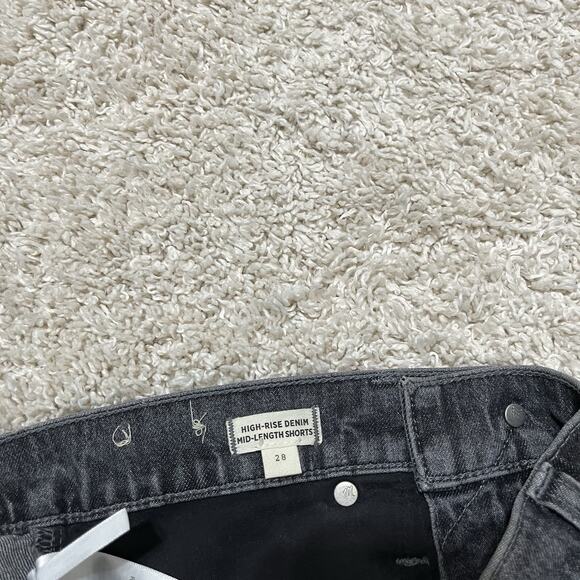 Madewell Washed Gray Frayed Raw Hem High Rise Mid Length Whiskered Denim Shorts - Picture 4 of 5